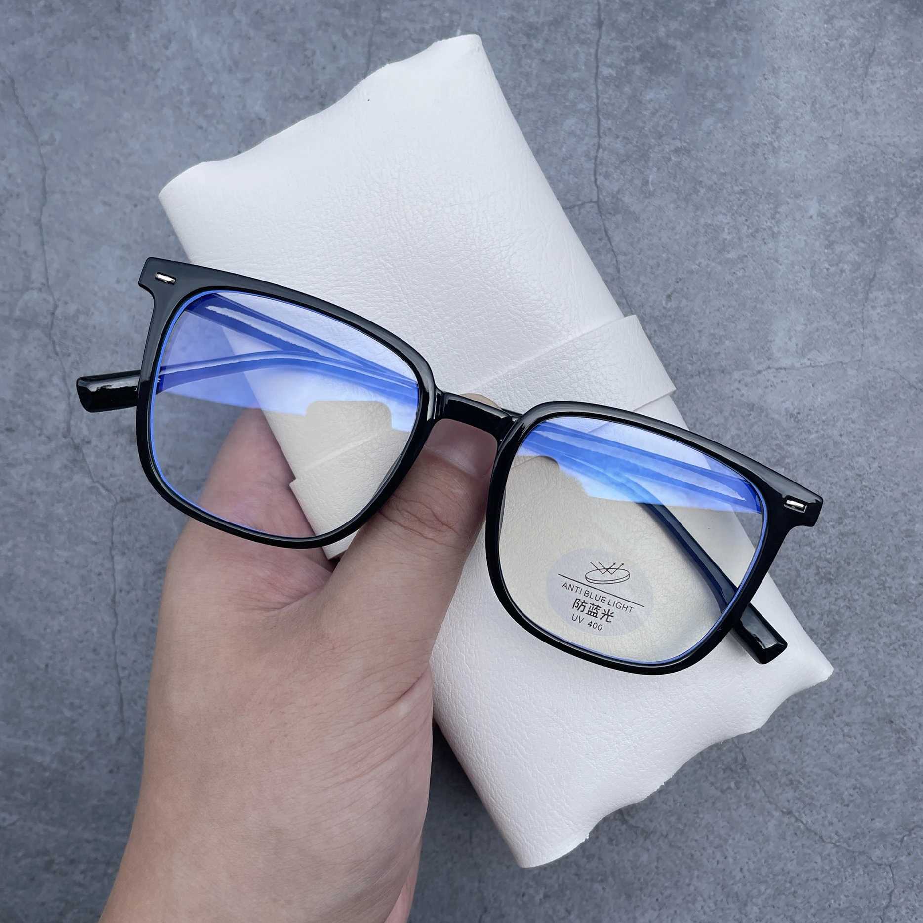 Black computer glasses frame womens anti blue light square rectangular glasses blocking glasses optical glasses W240906