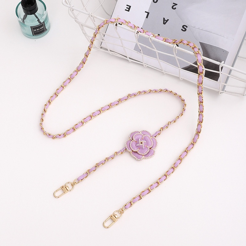 Korean version of Xiaoxiangfeng pearl camellia crossbody leather hanging rope anti drop phone chain small gift for women