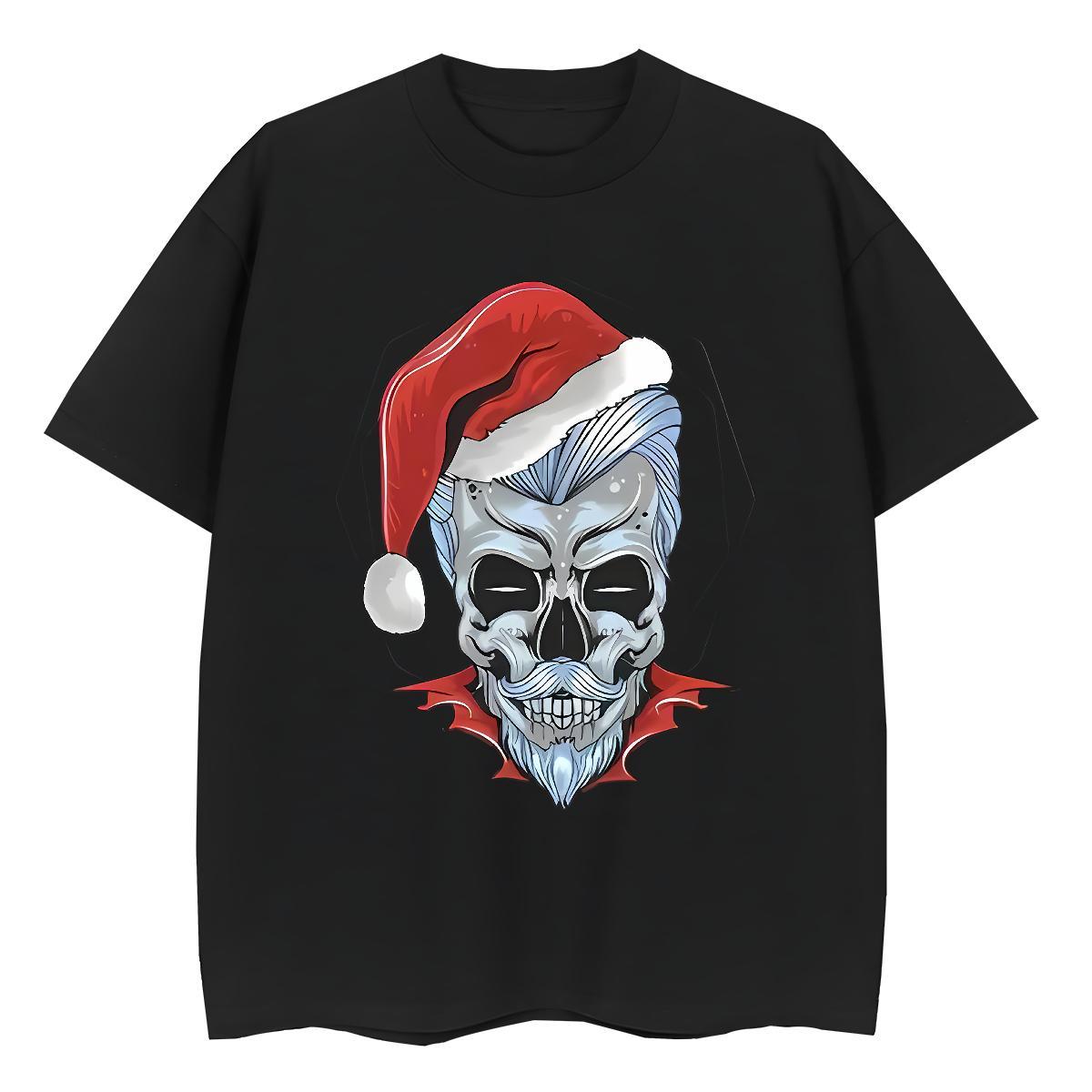 DIY T-Shirts for Women 230g Cotton Crew Neck Street Casual skull Tshirt for Man Woman Female Black White Tees Shirts