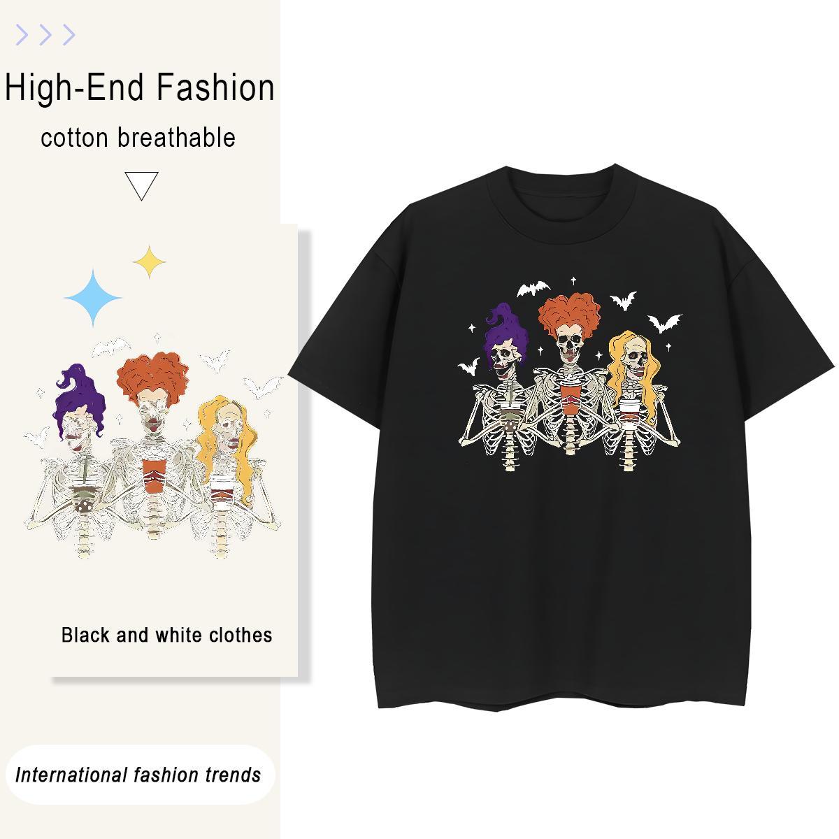 2024 Woman T Shirts 230g Pure Cotton Crew Neck Breathable Spring Summer skull Women Tees Brand DIY Printed Tshirts