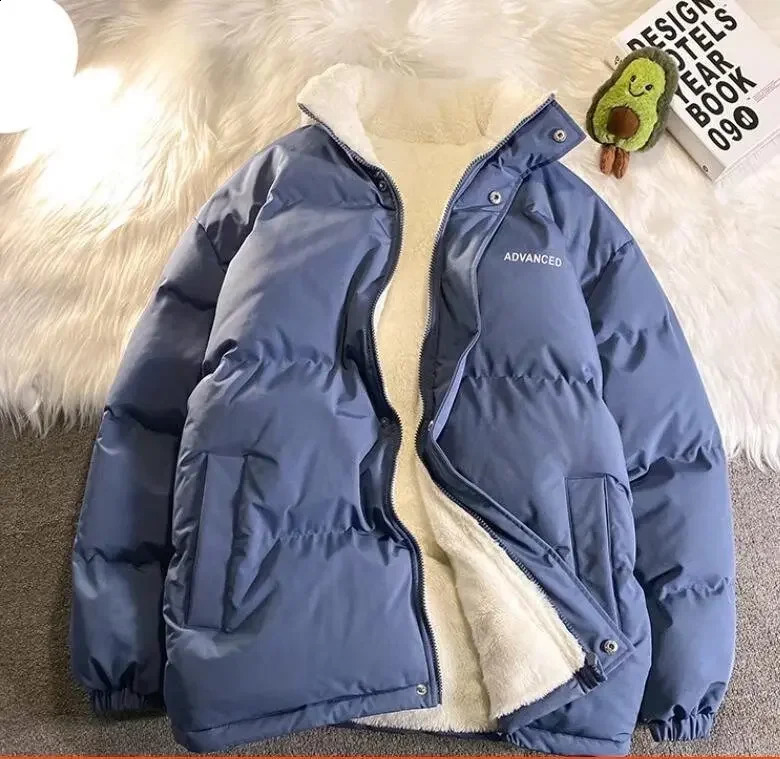 Autumnwinter Loosefit Cottonpadded Coat For Men Couples Bread Student Style Korean Version Wear Work Cotton Jacket 240907