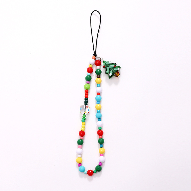 2023 New Chain Phone Case Hanging Rope Christmas Tree Pendant Short Wrist with Gingerbread Man Decoration