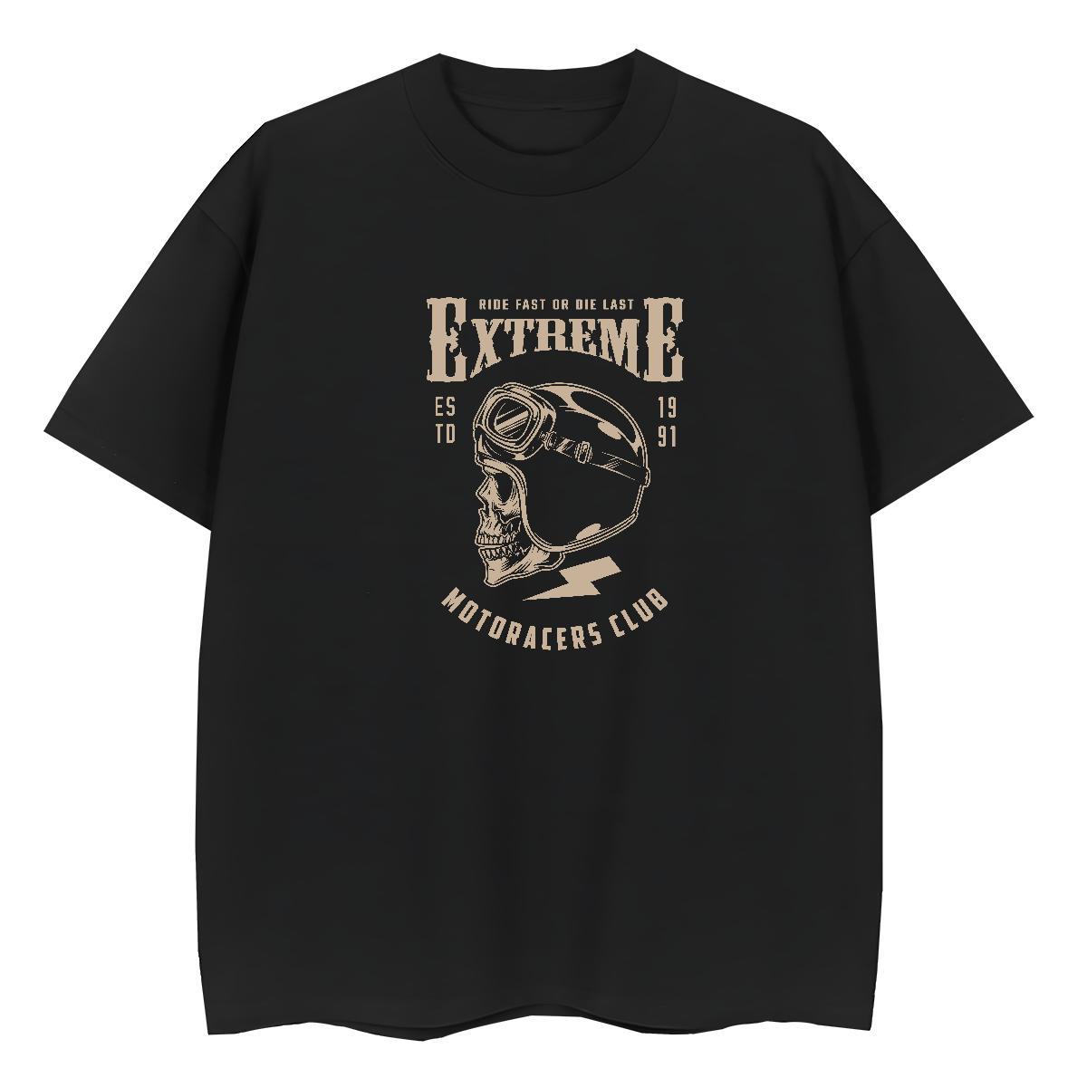 Fashion Casual T-Shirts 230g Cotton Breathable Crew Neck Hip Hop skull Women Tshirts Nice Black Oversized Clothes
