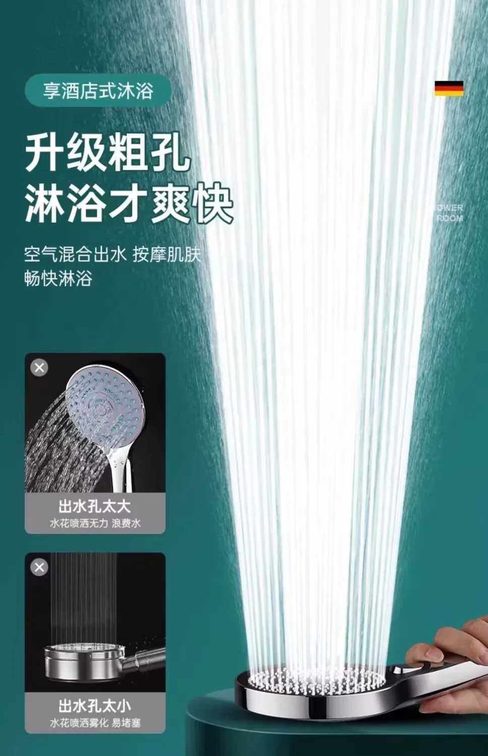 New 13CM Big Panel High-pressure Shower Head 3 Modes Large Flow Spray Filter Rain Shower Faucet Hose Bathroom Accessories SetXJ240906