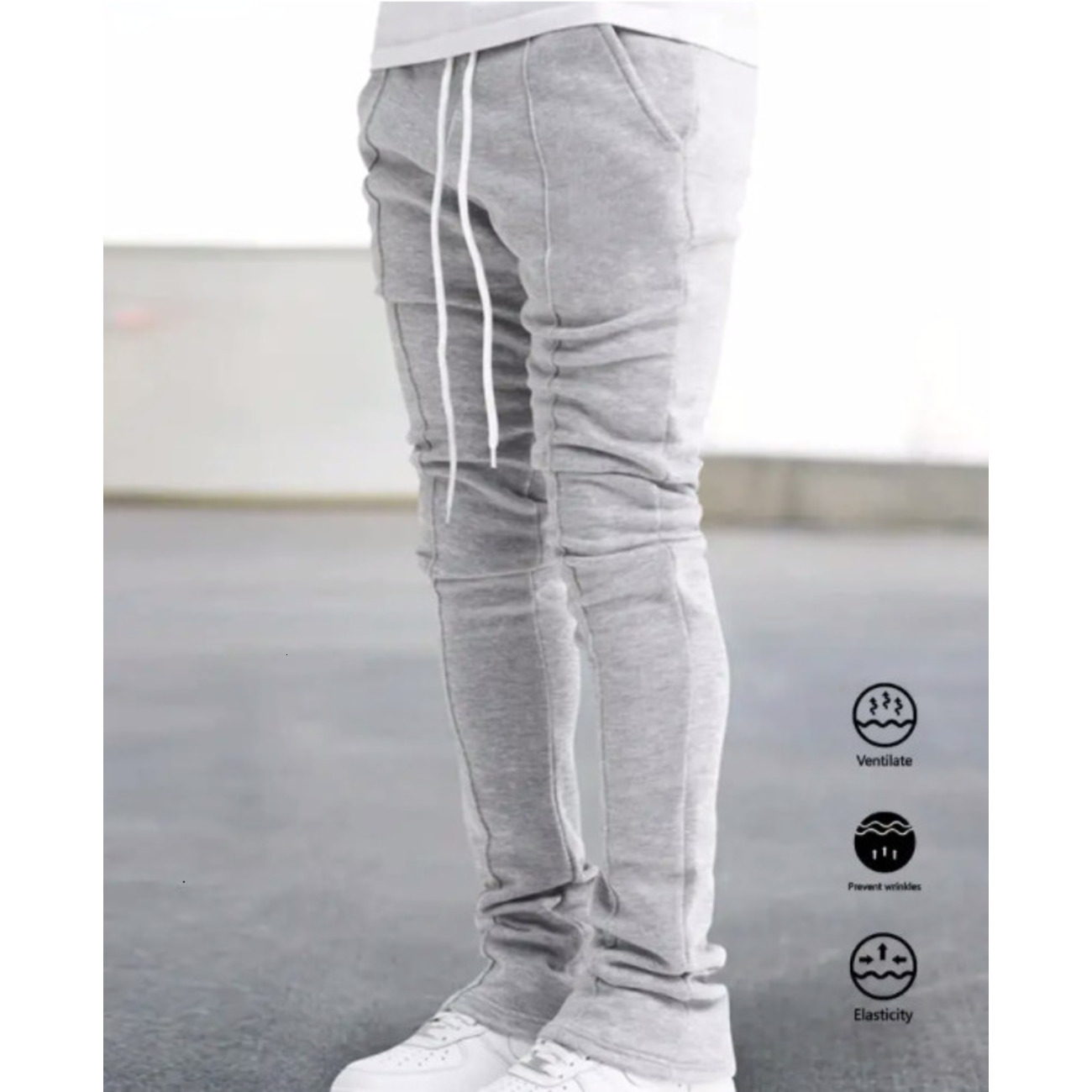 Men Drawstring Waist Sweatpants Long Flare Going Out Goth