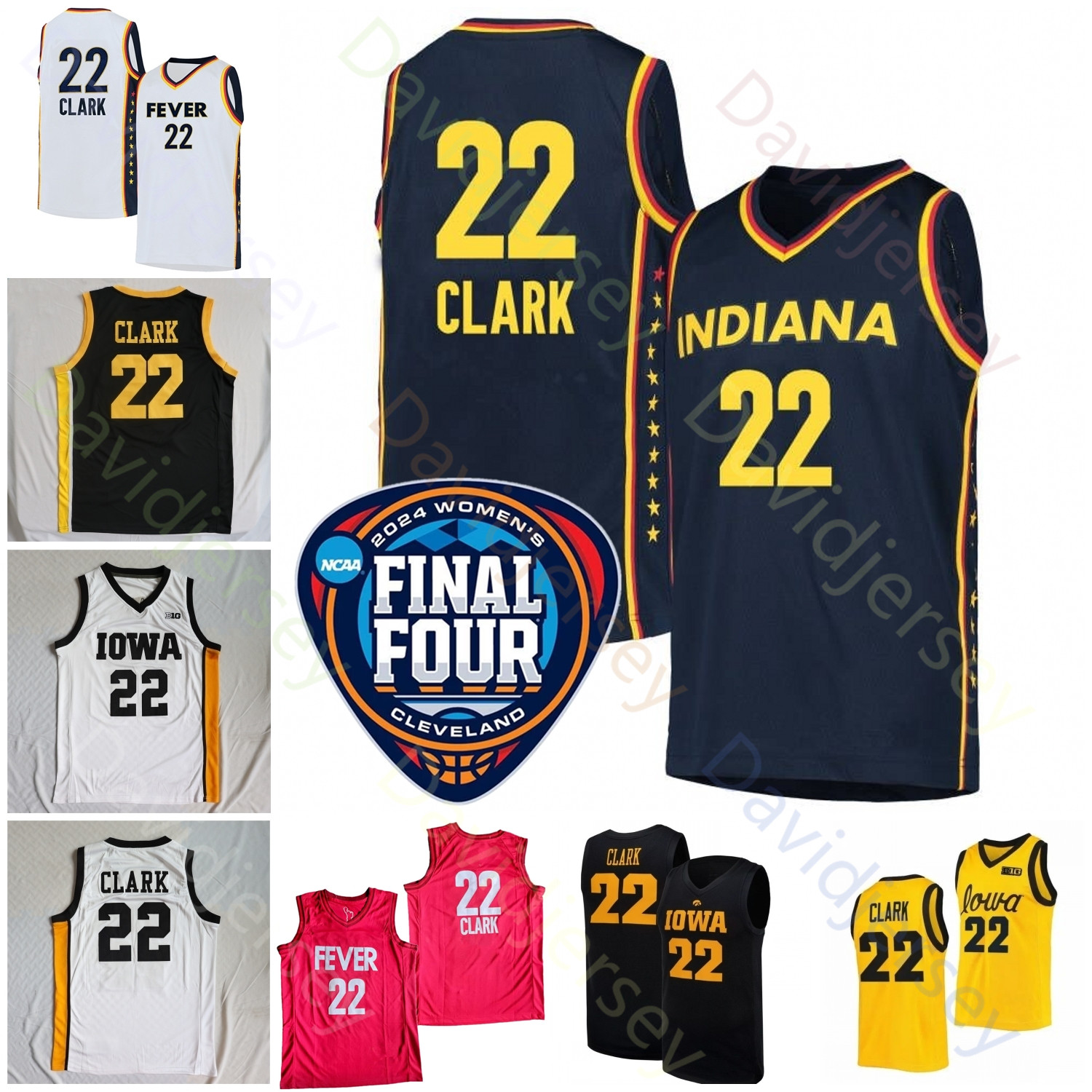 2024 Final Four Jerseys 4 Indiana Caitlin Clark Women College Basketball Iowa Hawkeyes 22 Caitlin Clark Jersey Home Away Yellow Black White Navy Red Men Youth Kid Girl