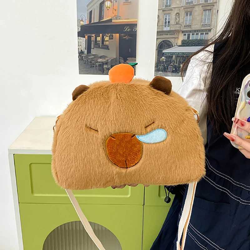 Kawaii Capybara Plush Womens Bag Versatile Cartoon Capibala Crossbody Bag Large Capacity Handbag Childrens Gift Outdoor Bag W240906