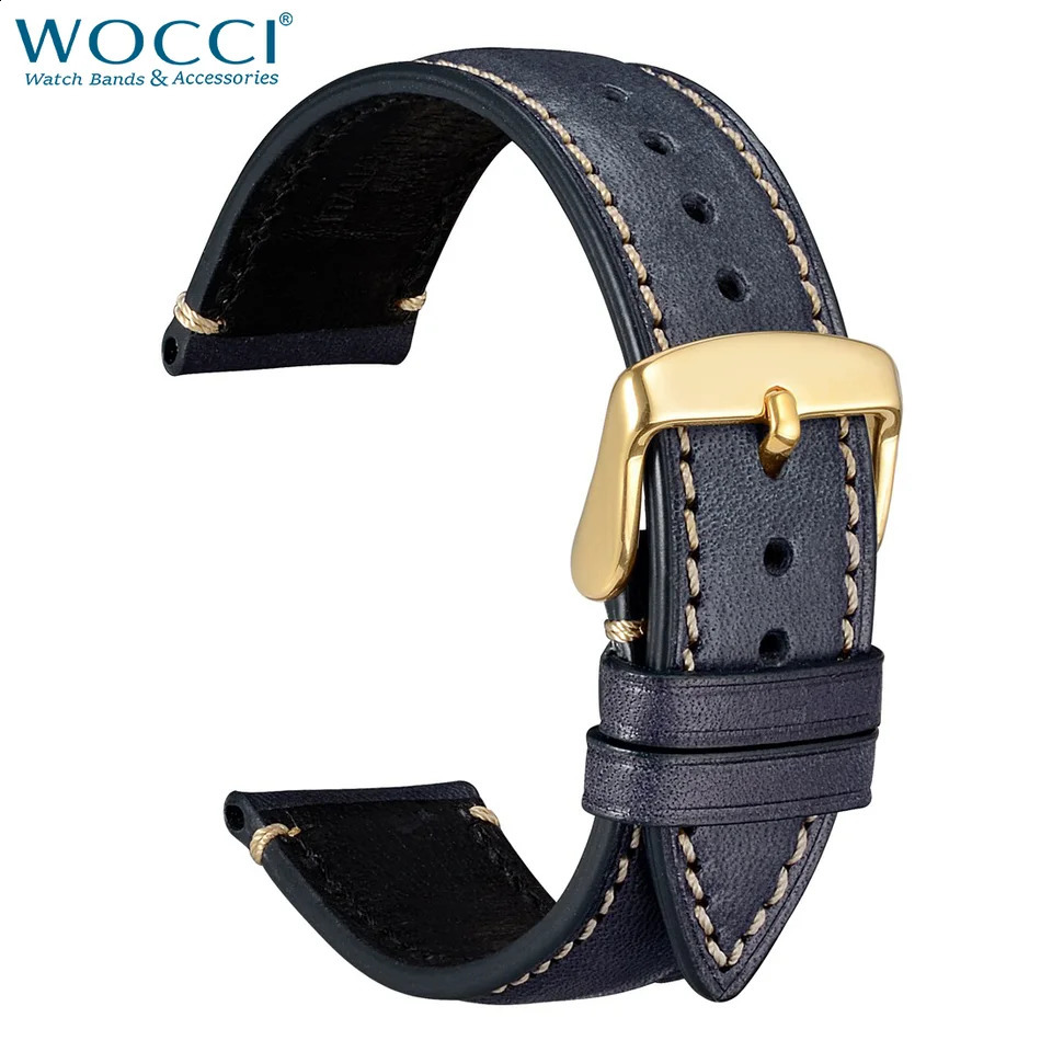 WOCCI Watchband for Men Women 14mm 18mm 20mm 22mm Nubuck Genuine Leather Watch Strap Belt Red Blue Black Bracelet for Watches 240906