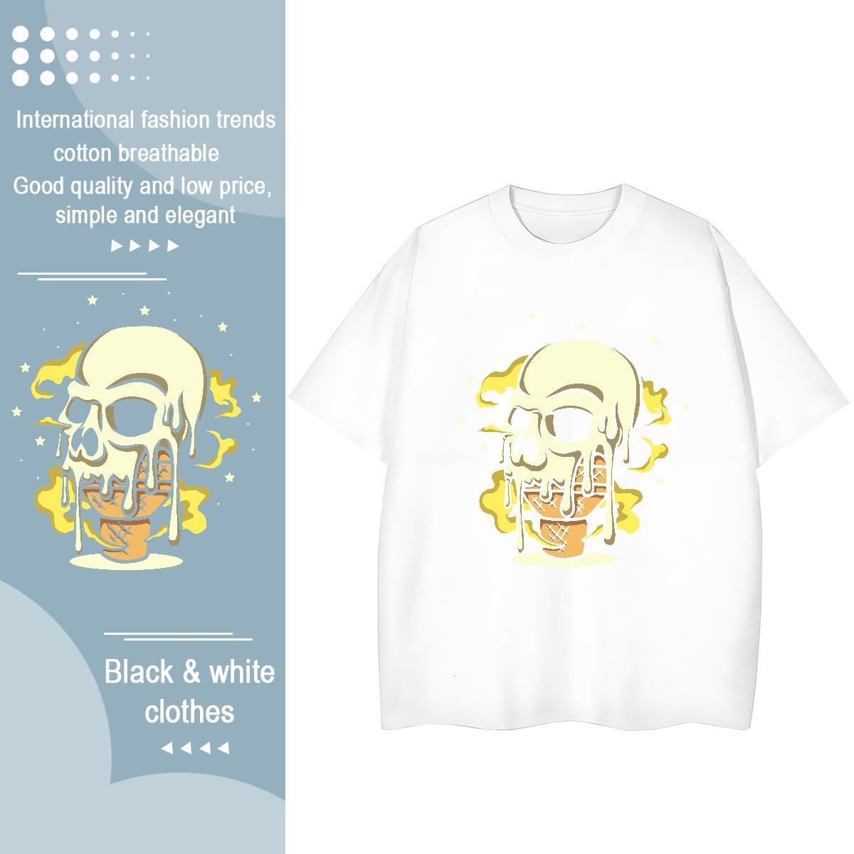 New Womens T Shirts 230g 100% Cotton O Neck Short Sleeves Sport skull Women Tees Lady Graphic Tshirts