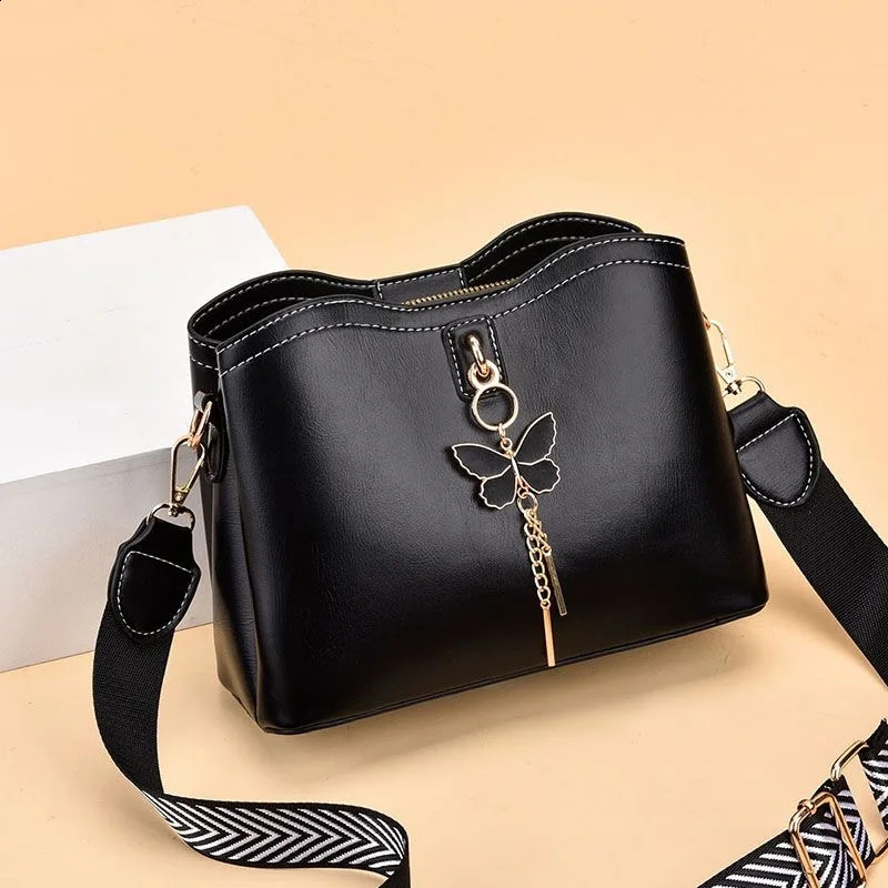 Womens Fashion High Quality Casual Handbag er PU Leather Messenger Bag Womens Ten Font Womens Handbag 240904
