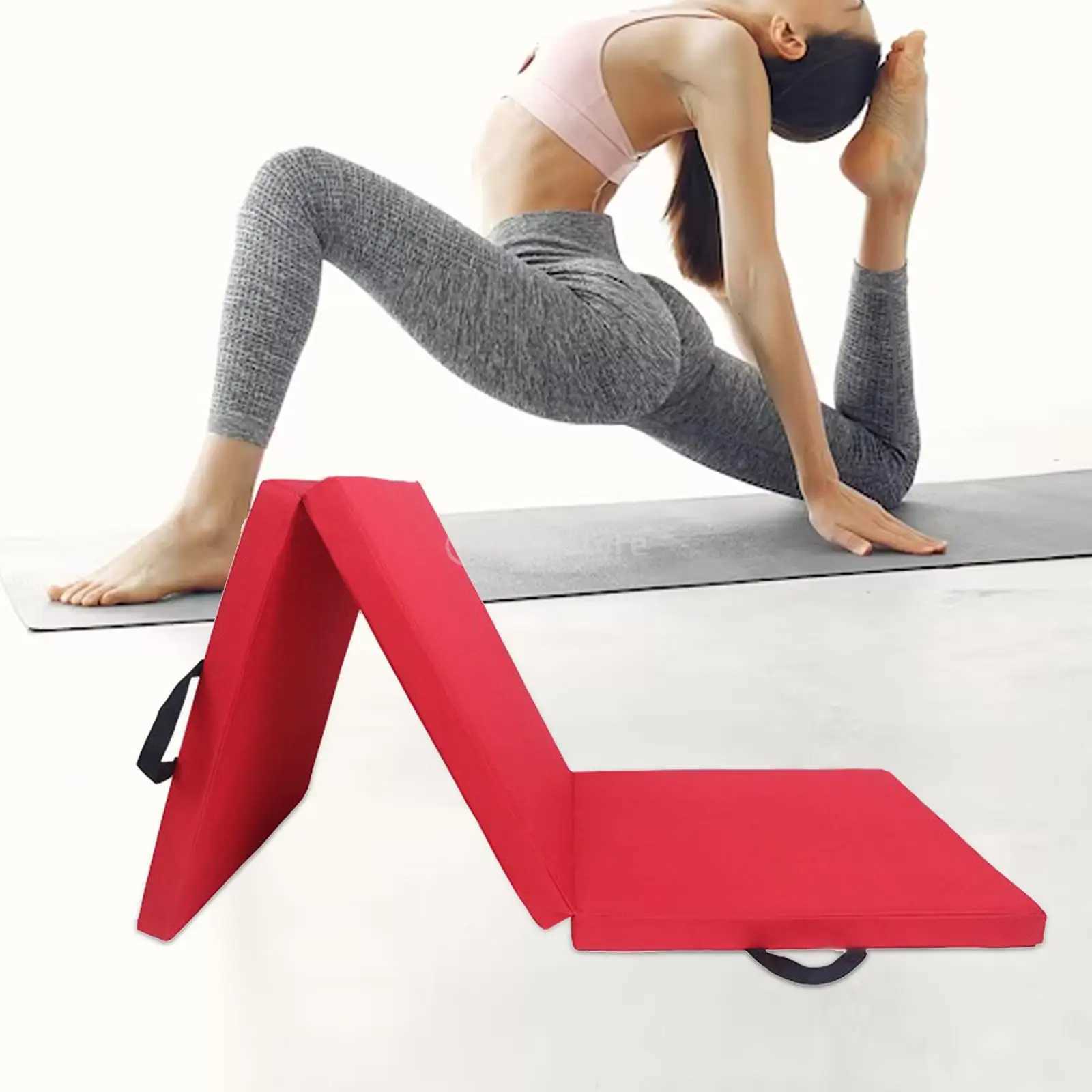 Three fold sports mat neutral style thick carrying handle folding yoga mat balanced stretching fitness gymnastics exercise W240906