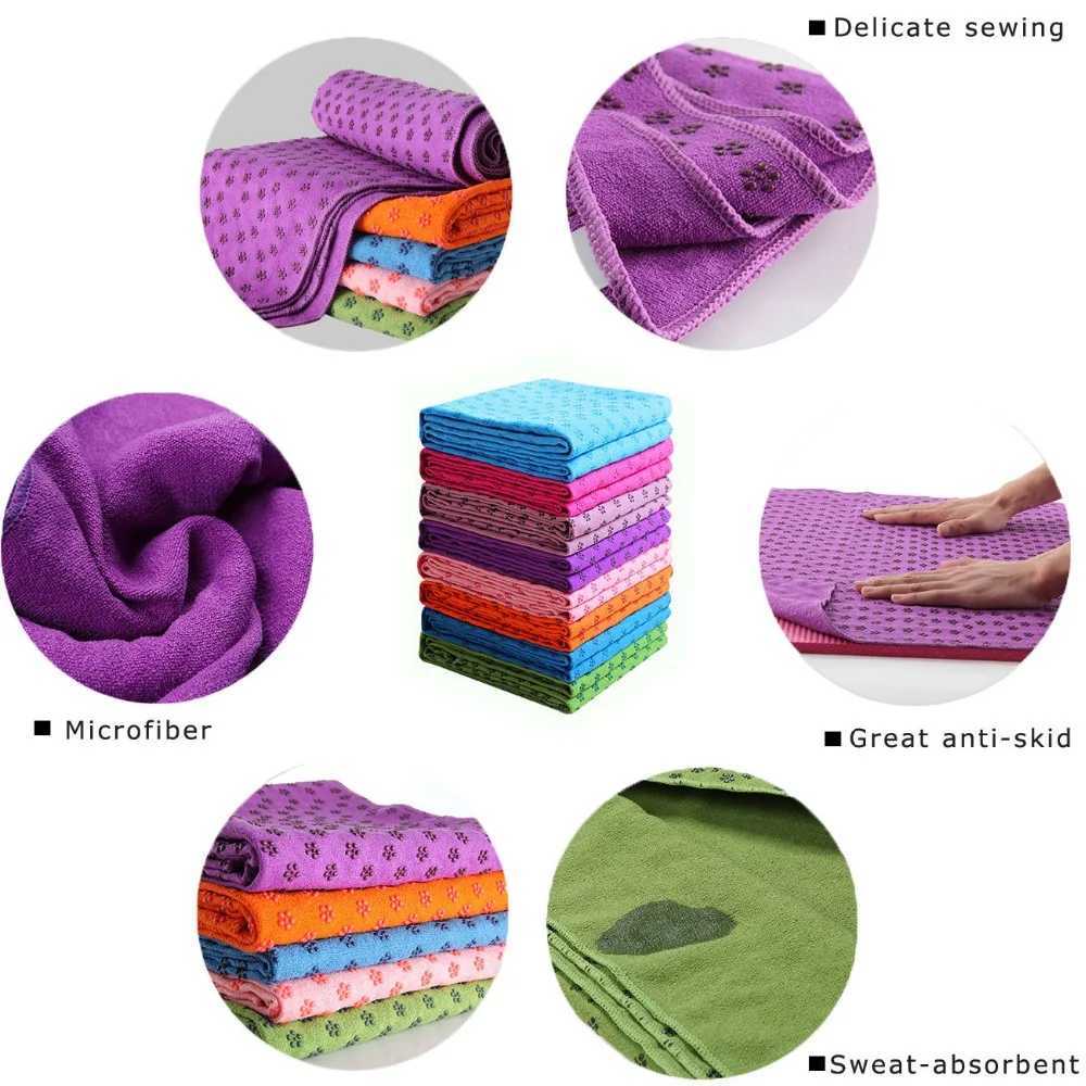 Yoga towels hot yoga mat towels - Non slip sweat absorbing towels for hot yoga Pilates and exercise 24 x 72 inches with grip points W240906