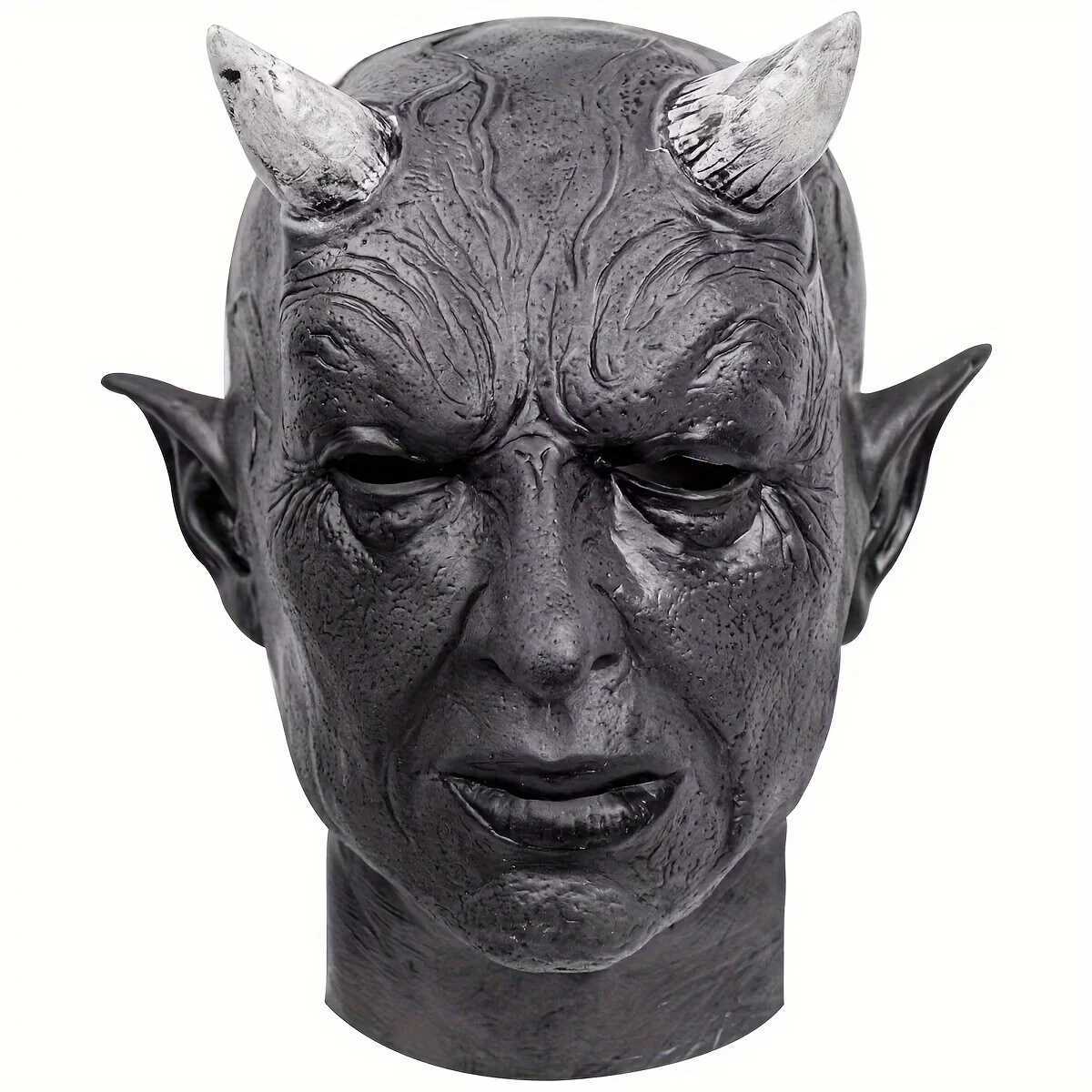 Terror Demon Horn Mask Horror Dark Skin Devil Killer Latex Helmet Masquerade Carnival Halloween Cosplay Party Costume Adult Prop M240906