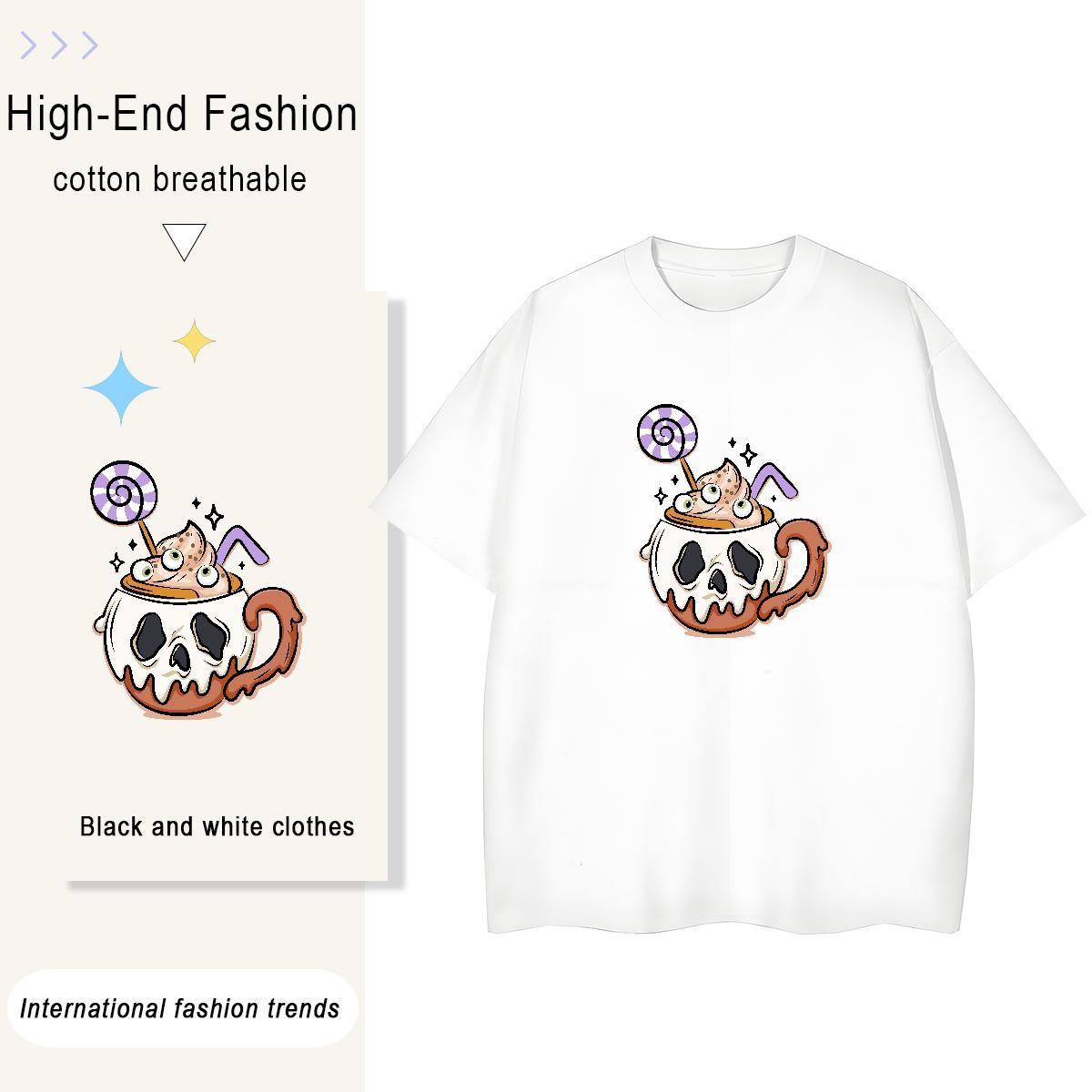 Fashion New T-Shirts for Women 230g 100% Cotton Short sleeve Soft Street Wear skull Women Tshirts Comfortable Customized Print Clothings