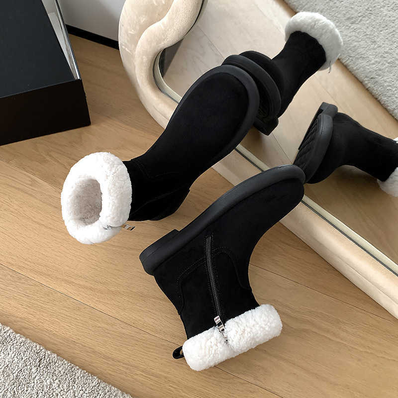 CMM Little Cotton Jacket Autumn and Winter Lamb Wool Warm and Plush Thick Fur Snow Boots for Women Thick Soles and Short Boots