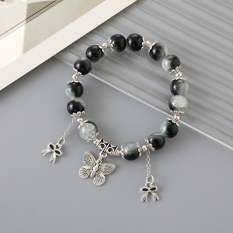 Ins New China-Chic Cultural Creative Glass Beaded Bracelet Simple Versatile Butterfly Hand String Classmate Friend Gift Jewelry