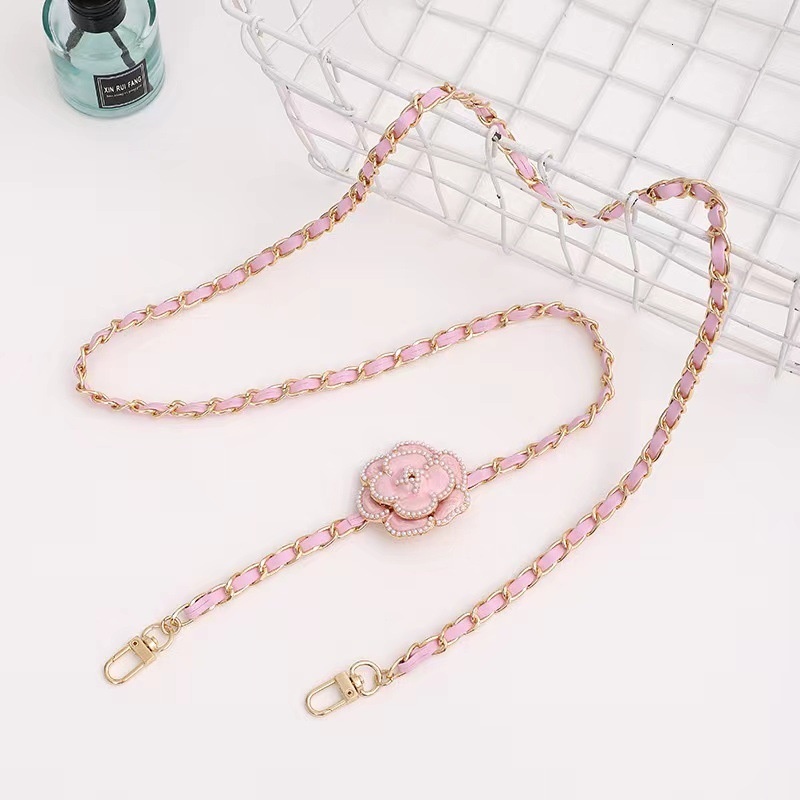 Korean version of Xiaoxiangfeng pearl camellia crossbody leather hanging rope anti drop phone chain small gift for women