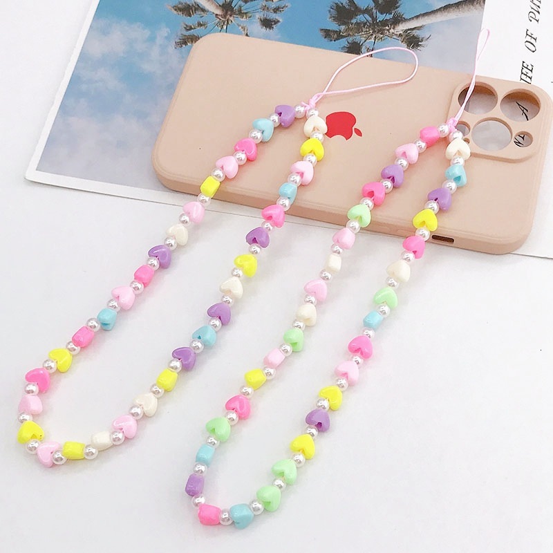Yilian New Acrylic Love Chain Beaded Hanging Anti Drop Rope Phone Case Beauty Pendant