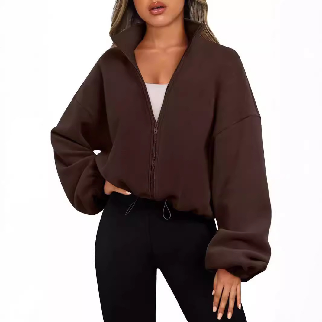 women's autumn and winter new casual top zipper long sleeved sweatshirt