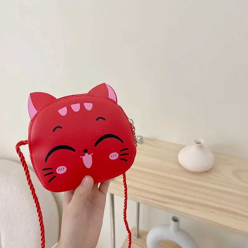 New Cartoon Childrens Messenger Bag Cute Cat Childrens Fashion Coin Wallet and Handbag Cute Boys and Girls Mini Shoulder Bag W240906