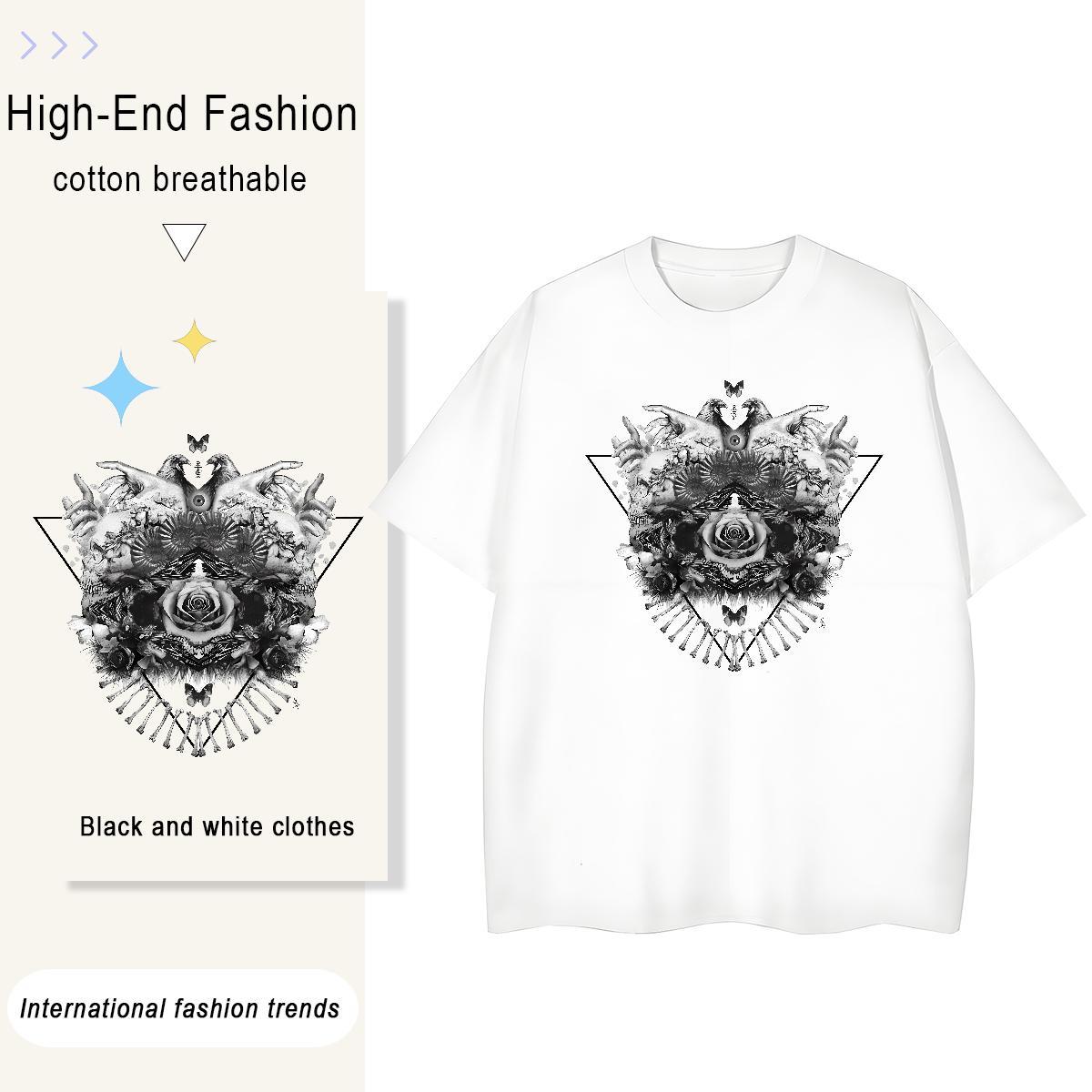 TOP Quality T-Shirts 100% Cotton 230g Round Neck Short Sleeve Home Outdoor eye of the devil Unisex Tshirts Lady Graphic Tee Shirt