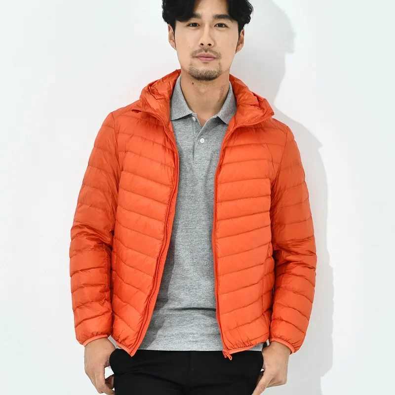 Duck down jacket mens hoodie short loose ultra light hoodie white duck down jacket warm duck down jacket hoodie wholesale W240906