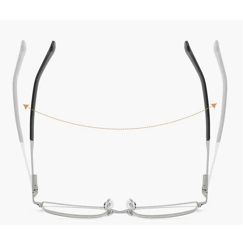 Fashionable Business Mens Reading Glasses HD Anti Blue Light Lens Reader Glasses Classic Metal Half Frame Glasses W240906