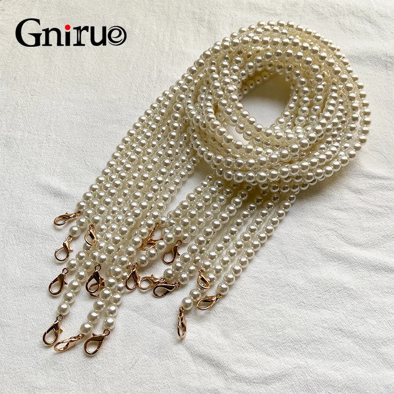 High quality pearl bag chain gold and Ailver buckle bag chain accessories portable diagonal span 10mm pearl chain 240904