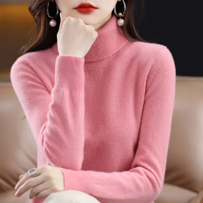 High neck cashmere sweater knitted womens turtle pullout highquality winter warmth jumper SXXL 240906