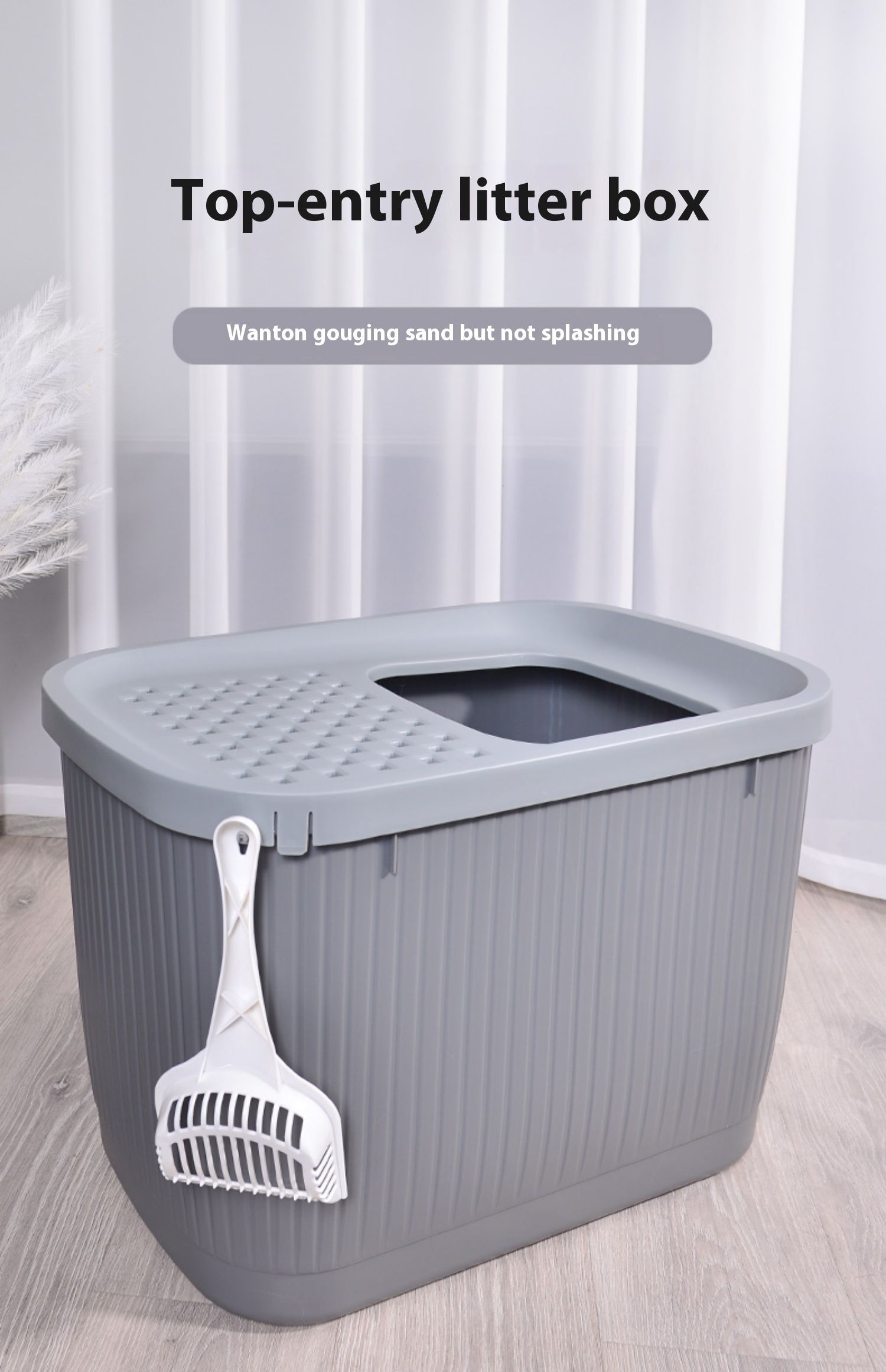 Top in box, fully enclosed, large, splash proof, essential for owners, extra high toilet, cat litter box