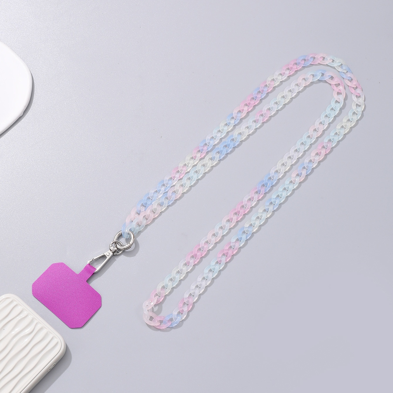 Yilian New 120cm Colored Acrylic Cross body Phone Case Jewelry Pendant drop and Anti loss Shoulder Strap Chain