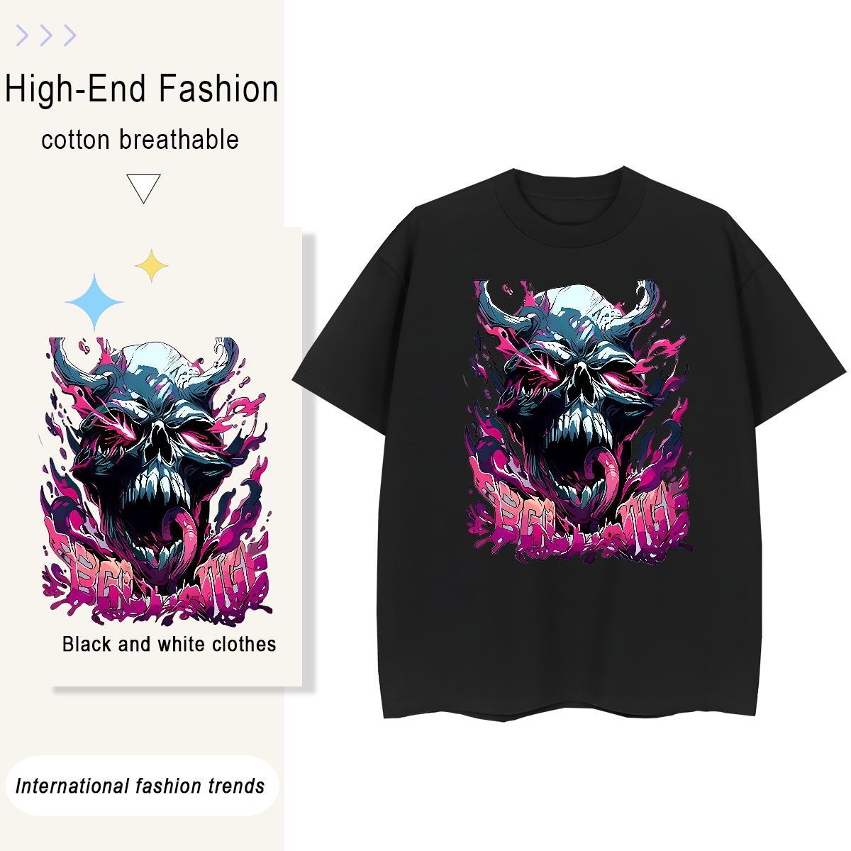 New Arrival T Shirt For Woman 230g Cotton Crew Neck Casual Daily Wear skull Woman Tshirt 5A Cartoon Print Tee Shirt