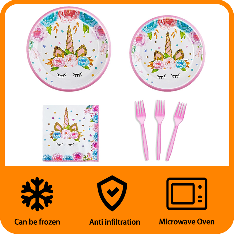 Unicorn themed party birthday supplies suitable for unicorn birthday party decoration tableware set