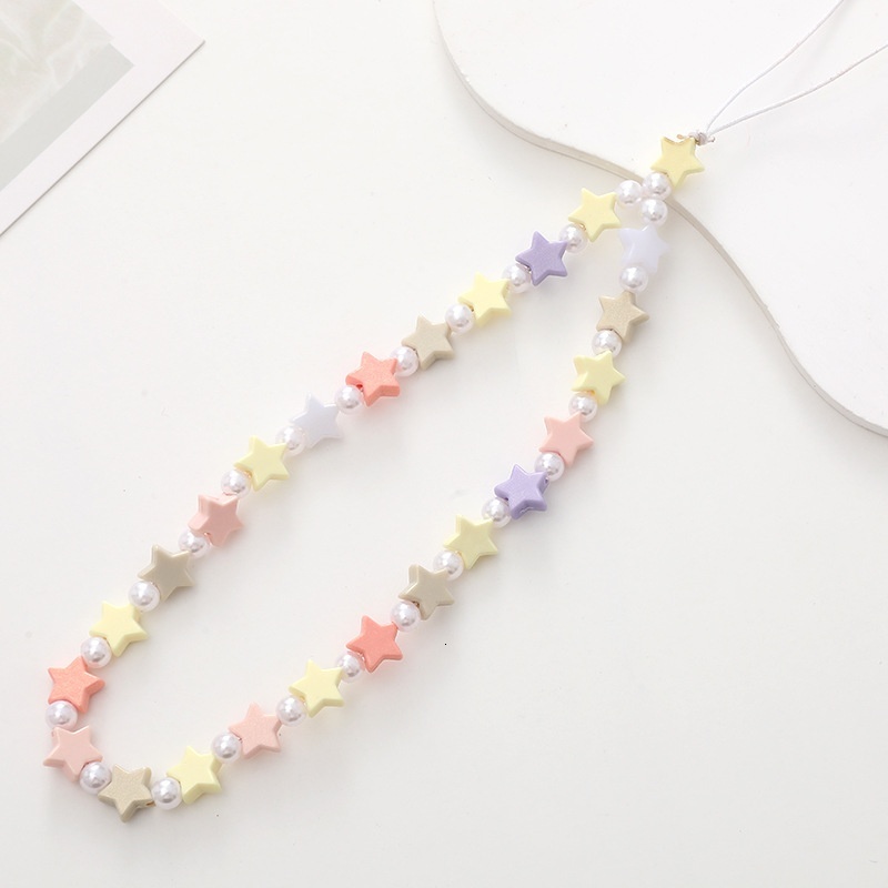 New Candy Cartoon Bow Knot Chain Beaded Cord Mobile Phone Case Hanging Piece Anti drop Wrist Strap Female