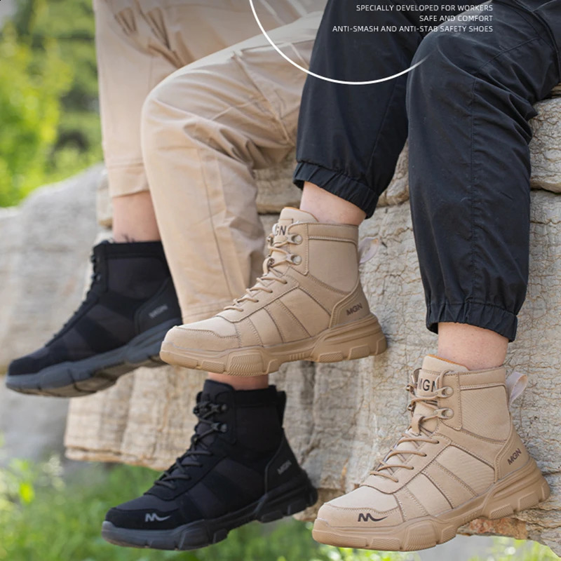 Steel Toe Cap Non Slip Industrial Men Leather Safety New Shoes Anti-Scalding Anti-Smash Anti-Puncture Work Boots 240904