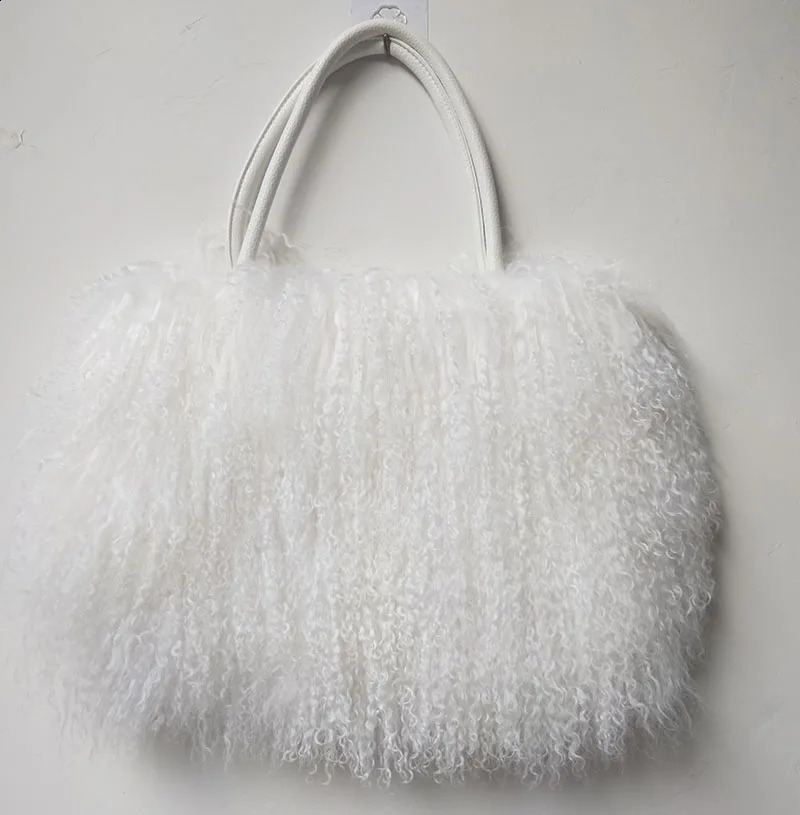 Winter Women Real Mongolia Lamb Fur Handbag Fashion Female Genuine Bag 251014
