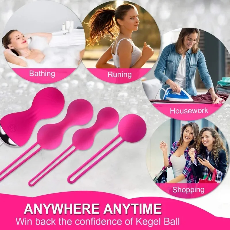 3/4pcs Kegel Vagina Balls Vibrator Silicone Dumbbell Shrink Exercise Vibrating Eggs Sex Toys for Women Massager Wireless Remote 240904