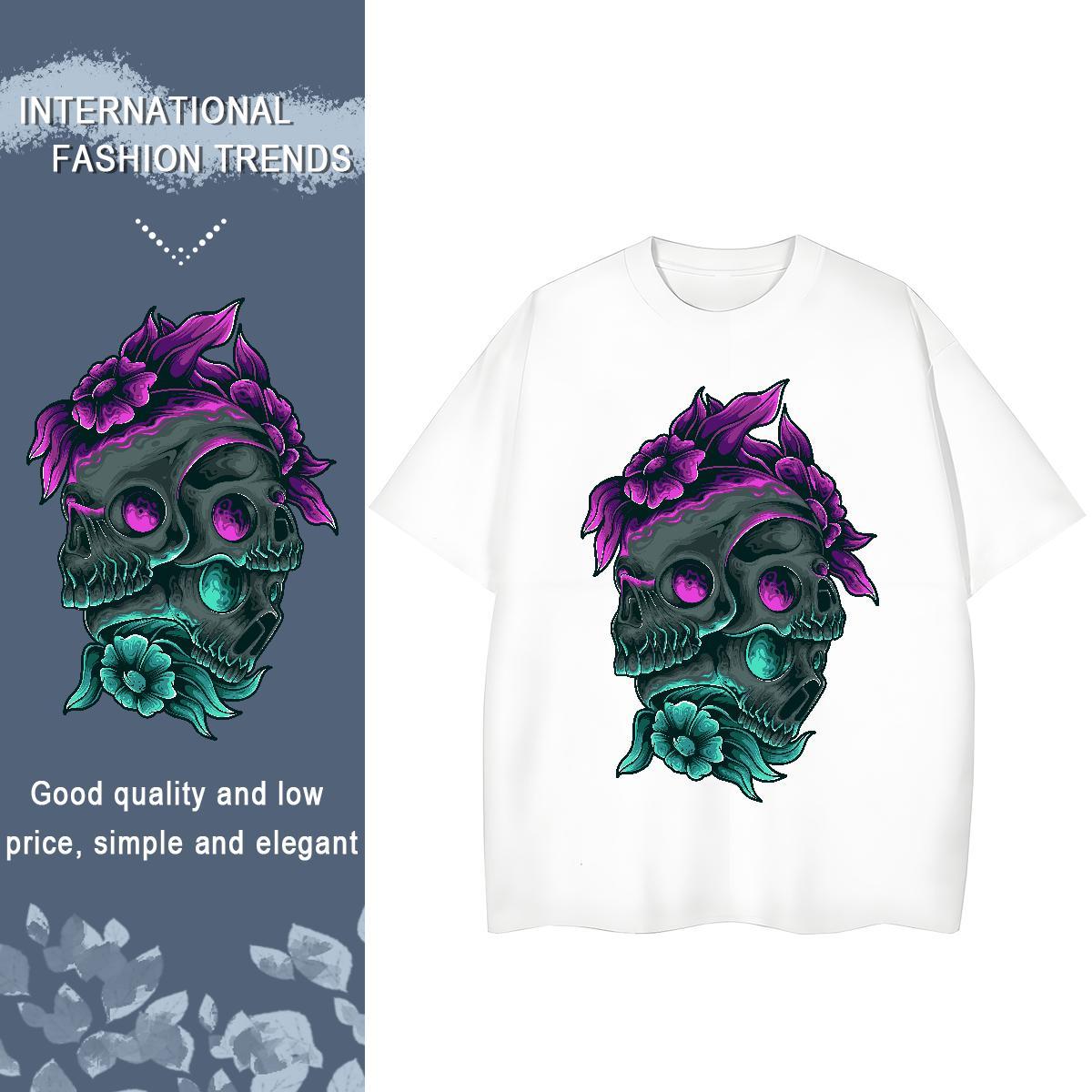 Designer Woman T Shirts 100% Cotton 230g O-Neck Short Sleeve Daily Outfit skull Unisex Tshirts Designer Nice Custom Cartoon Clothes