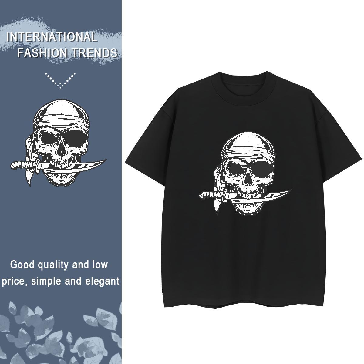 2024 DIY T-Shirts for Women 230g 100% Cotton Crew Neck Breathable Hip Hop Street skull Woman Tshirt Nice Oversized Top Shirts
