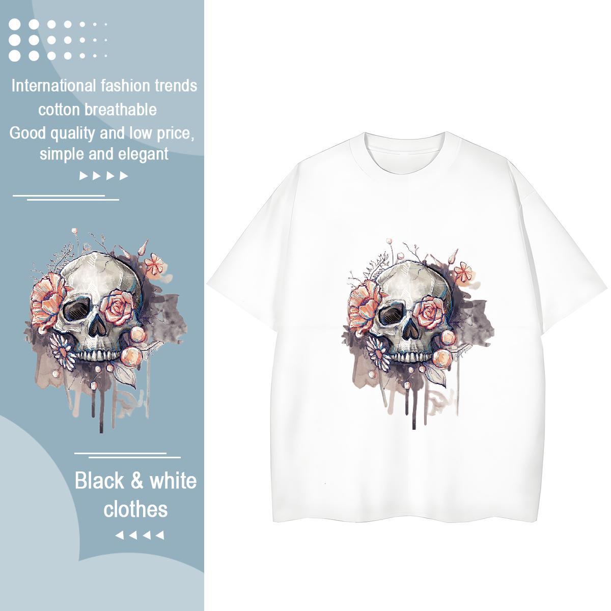 New Arrival T Shirts Women 100% Cotton 230g Breathable Soft Summer Casual flower Couples T Shirts High quality Oversized Wear
