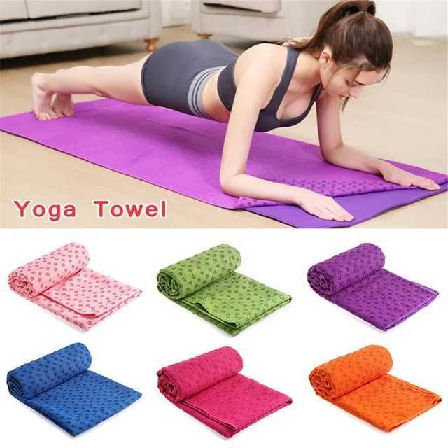 Yoga towels hot yoga mat towels - Non slip sweat absorbing towels for hot yoga Pilates and exercise 24 x 72 inches with grip points W240906