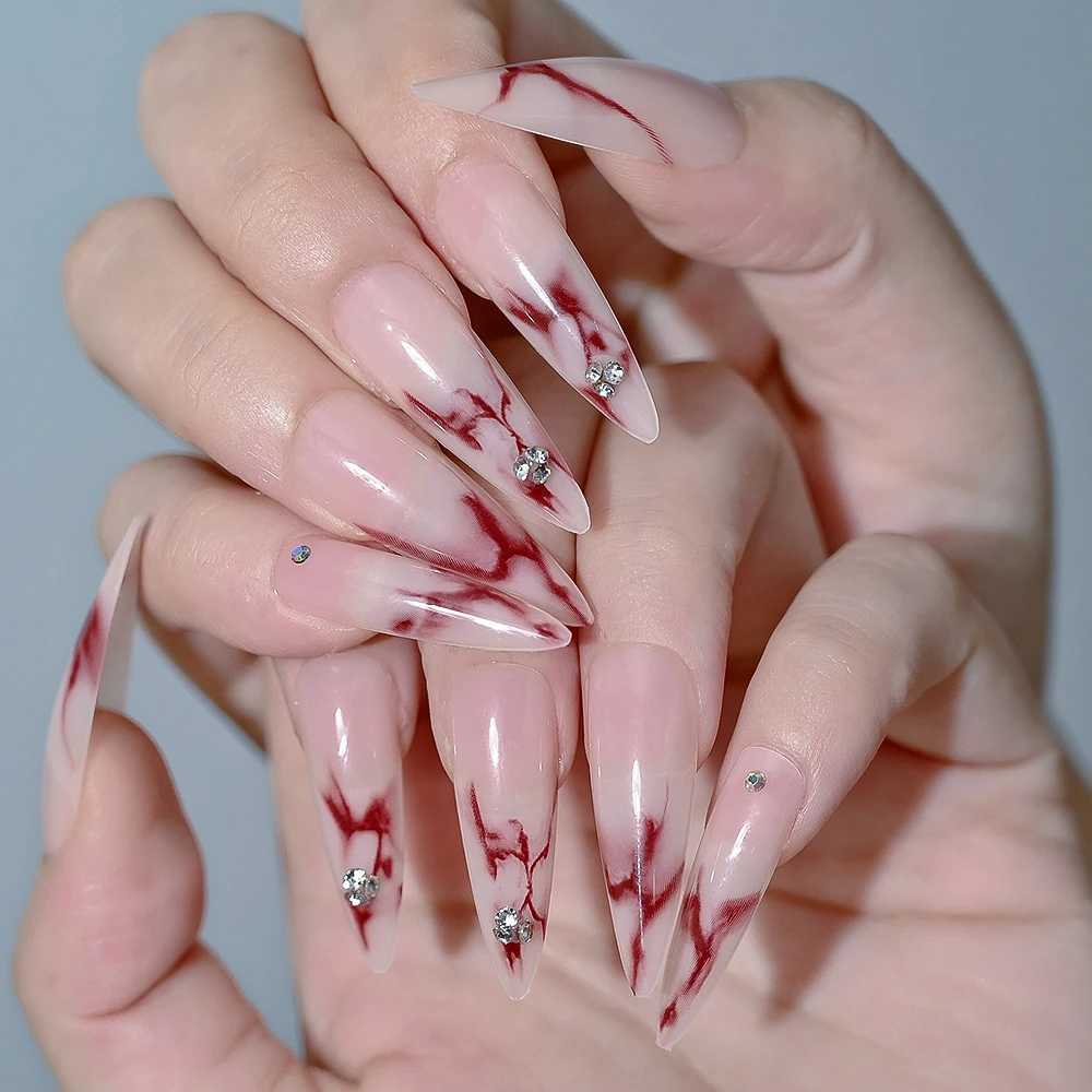 24 pieces of butterfly bow pressed nails long ballet fake nails Coffin wearable French fake nails complete set of ergonomic tips and extension W240905