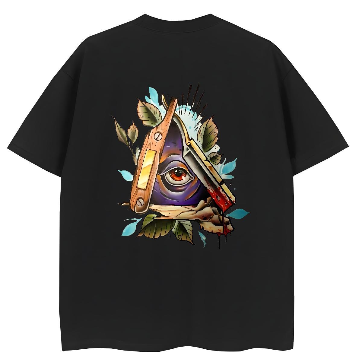 New Arrival Woman T Shirts 230g Pure Cotton Short Sleeve O-Neck Street eye of the devil Unisex Tshirts Free Shipping Cartoon Print Tees Shirts