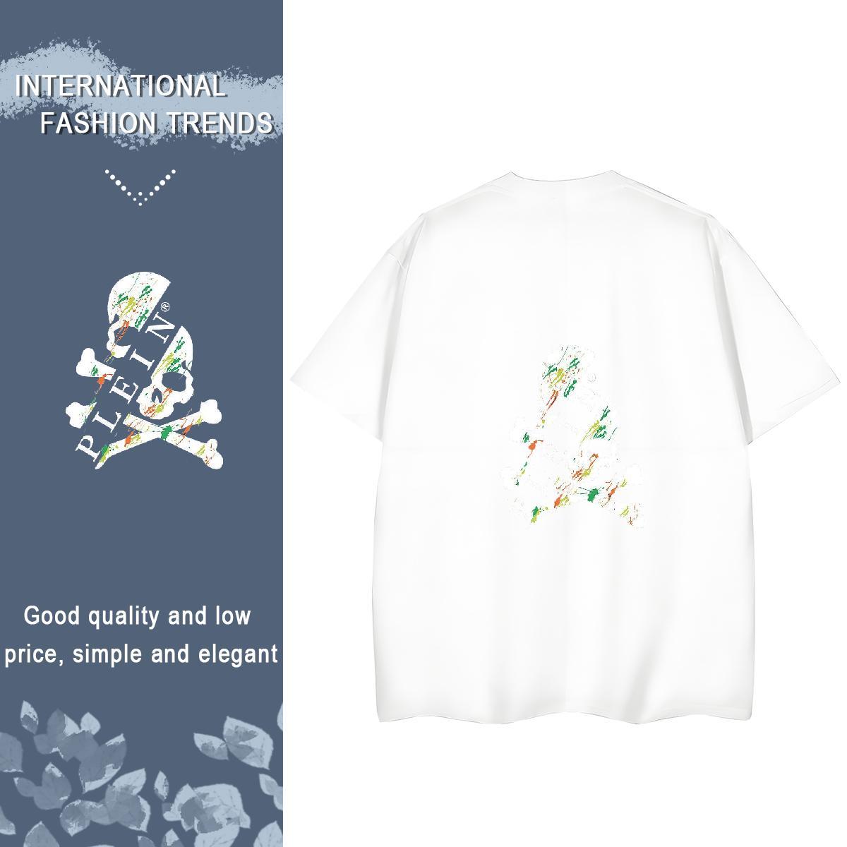 TOP Quality Woman T Shirts 230g 100% Cotton Breathable Crew Neck Sports Casual skull Tshirt for Man Woman High quality DIY Printed Top Tees