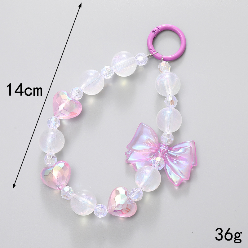 New Bow Japanese and Korean Fresh Sweet Beaded Chain Anti Loss Phone Case Hanging Rope Bag Key Pendant Female
