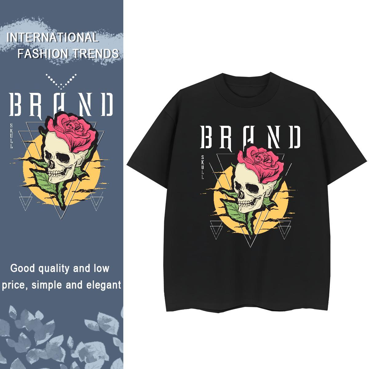 Fashion Casual T-Shirts for Women 230g 100% Cotton Breathable Street skull Womens Tshirts High quality Anime Oversized Clothings