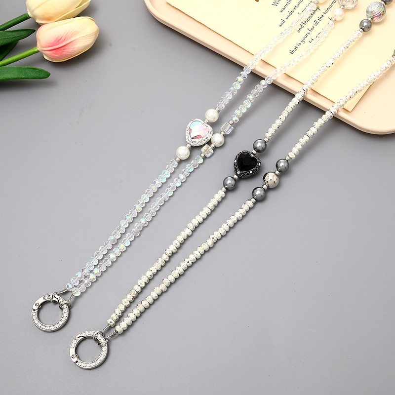 New lanyard can carry women's crystal bead crossbody DIY mobile phone chain luggage keychain pendant