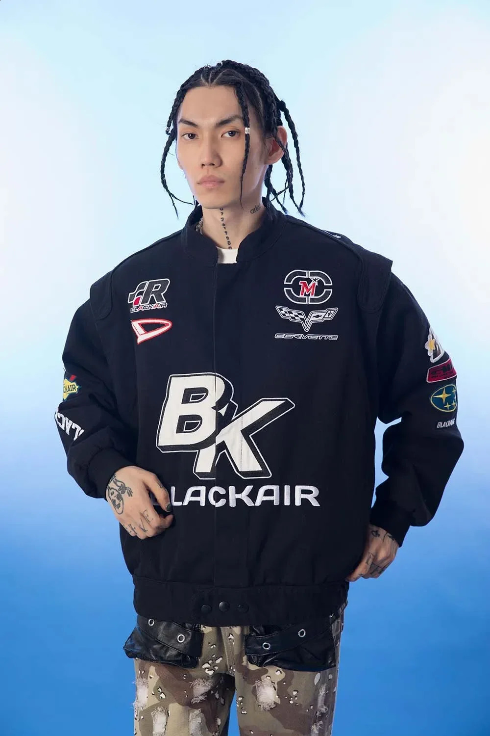 BLACK AIR Motorcycle Racing Jacket Embroidery Letter Baseball Jacket Y2k Varsity Jacket Men Thicken JK01 240829