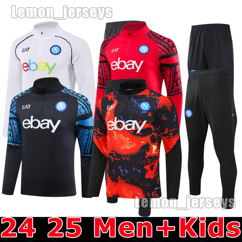 2024 2025 Napoli Naples football Men's Kids kit Tracksuit 24 25 AE7 LUKAKU KVARATSKHELIA Long sleeve Half Zip Sports Football training uniform chandal survetement