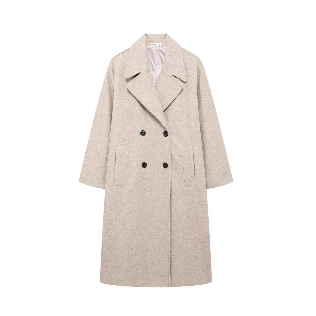 New Fashion Autumn Womens Clothing Style Temperament Soft and Loose Long Double Breasted Coat Jacket